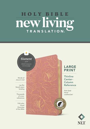 Bible-NLT-Thinline-Large Print-Pink Gold Floral