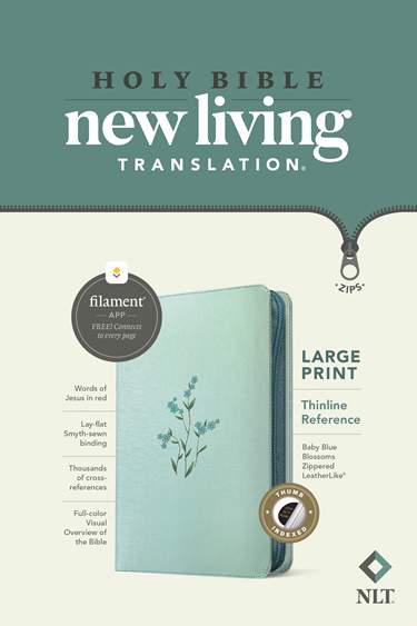 Bible-NLT-Thinline Reference-Baby Blue Blossoms