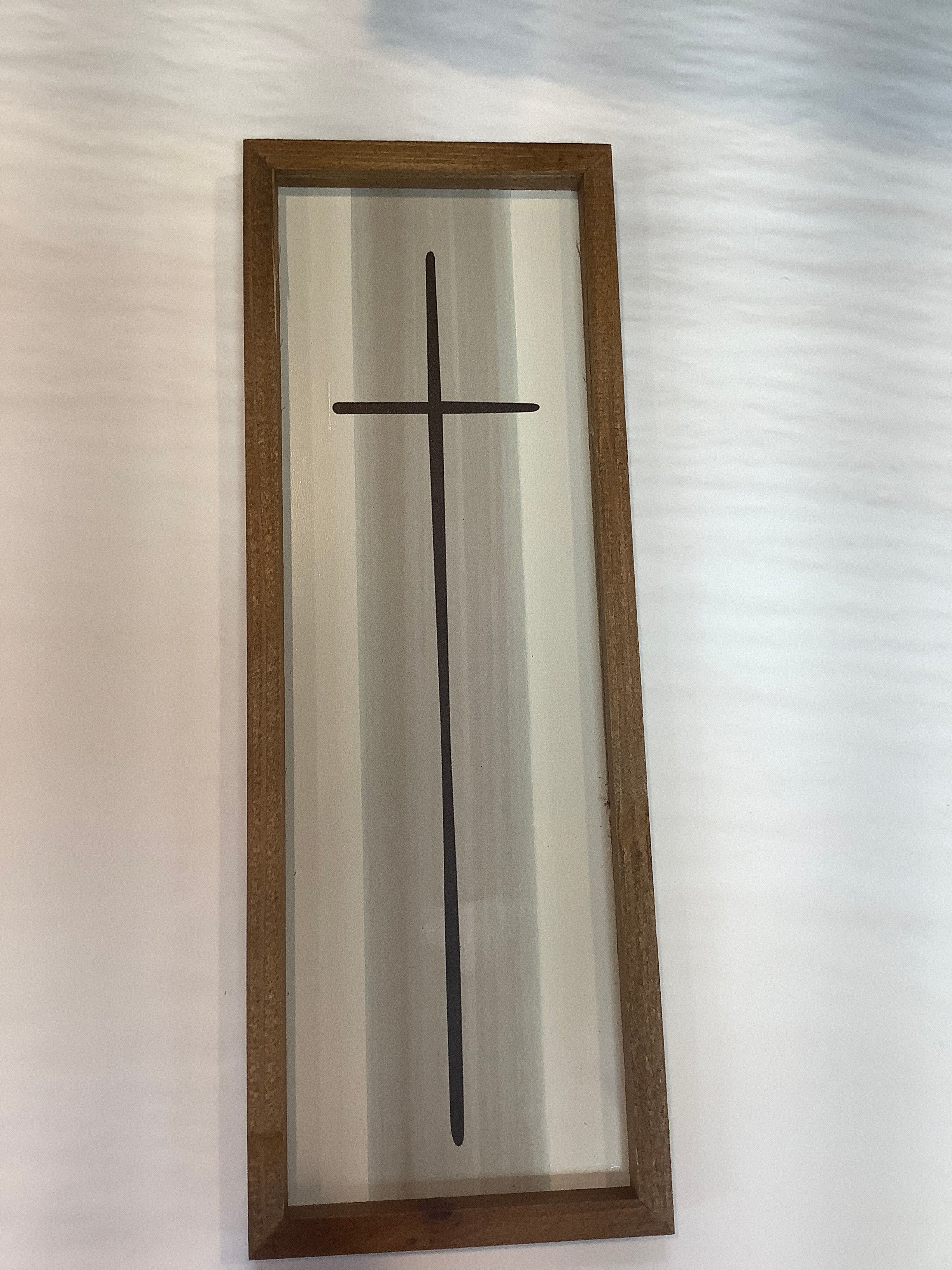 Plaque-Wooden-Black Cross-Small-4 1/2 by 12 1/4"