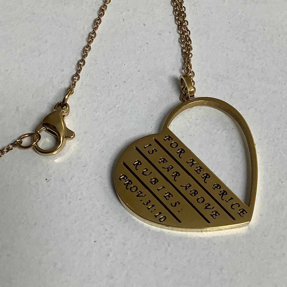 Necklace-Pro 31:10-Girl's CZ New Jerusalem Heart-Virtuous Women