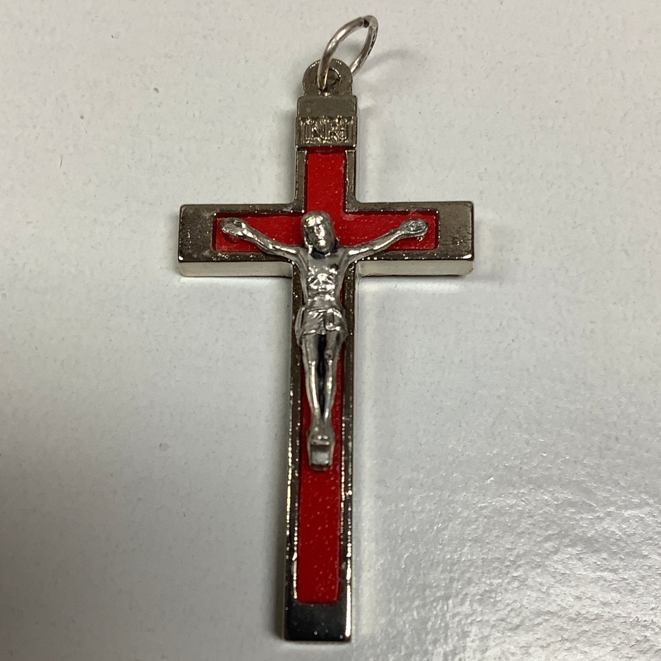 Crucifix/Medal/Red/1.75"