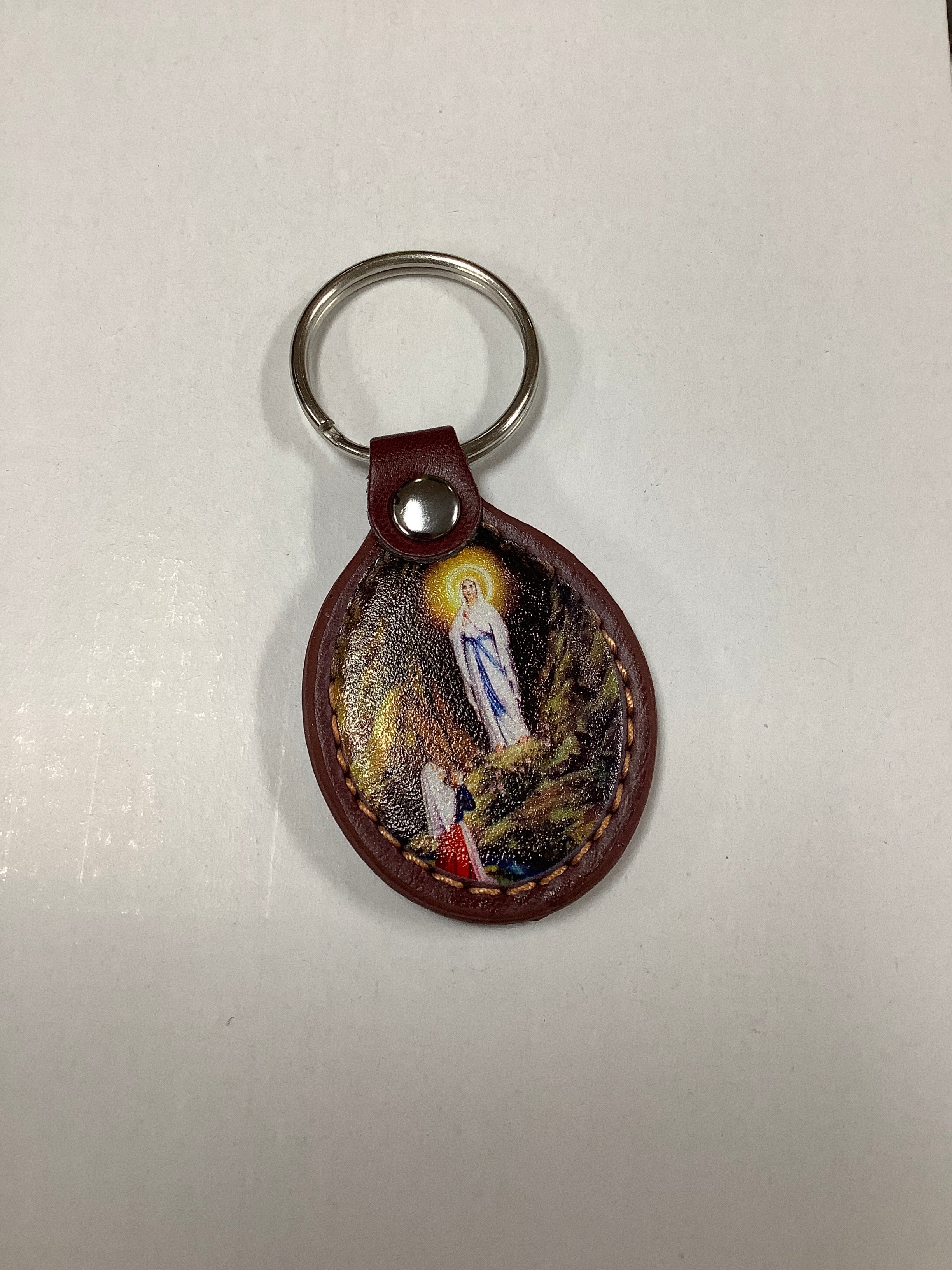 Keychain-OL of Lourdes-Leather