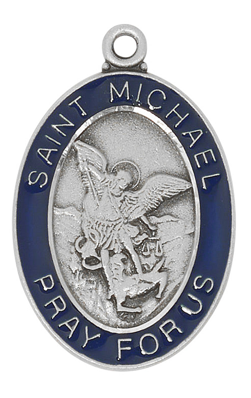 Necklace-St Michael-Pewter-Blue-AN820/MCV