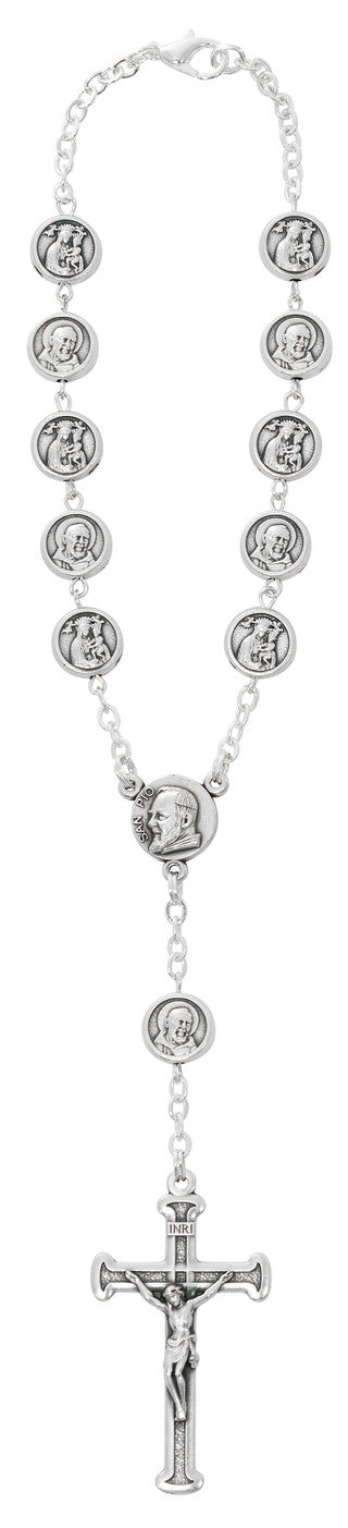 Auto Rosary-St Pio-Metal