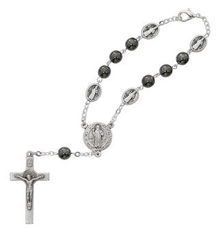 Auto Rosary/St. Ben/Hematite