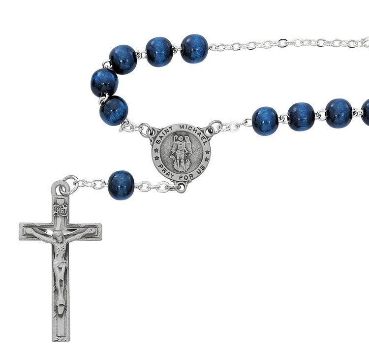 Auto Rosary/St Michael/Blue Wood