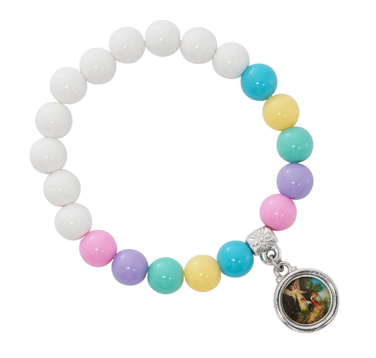 Bracelet-Rosary-White-Multicolor-Acrylic-Stretch