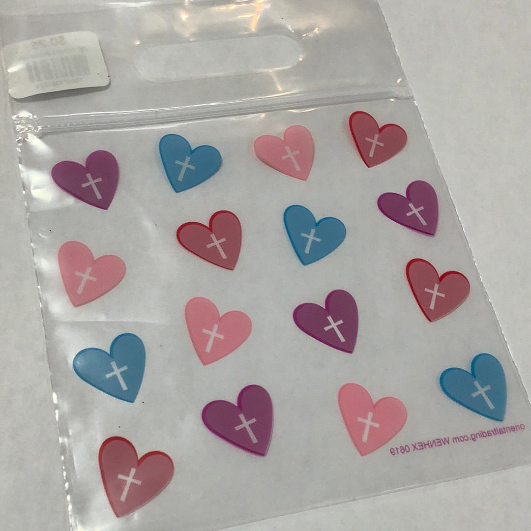 Bags-Plastic Treat Bag-Hearts & Cross
