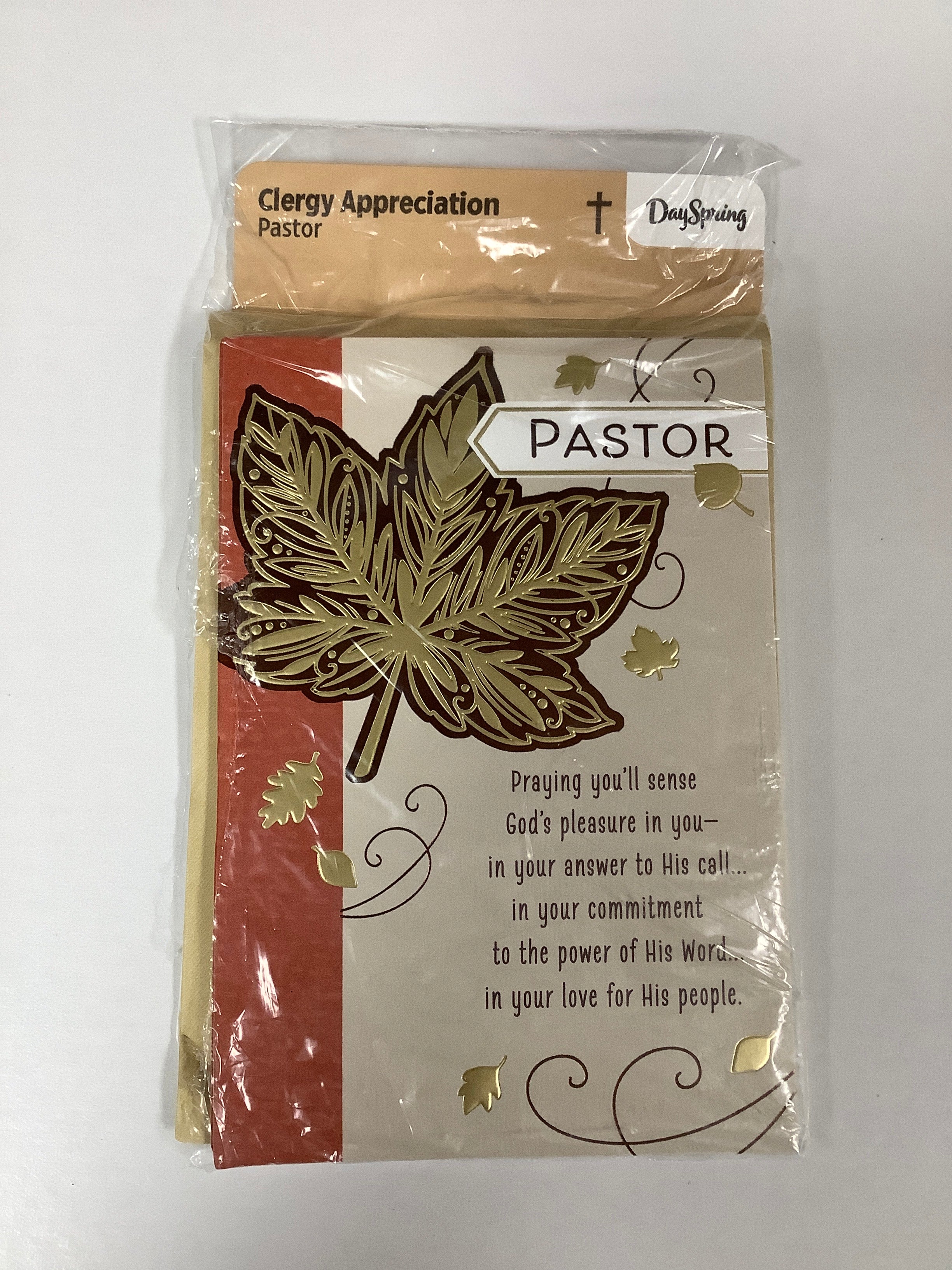 Card-Clergy Appreciation-Pastor-Foil Maple Leaf-U2800