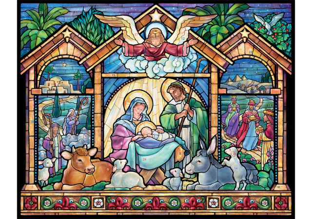 Advent Calendar-Stained Glass Nativity