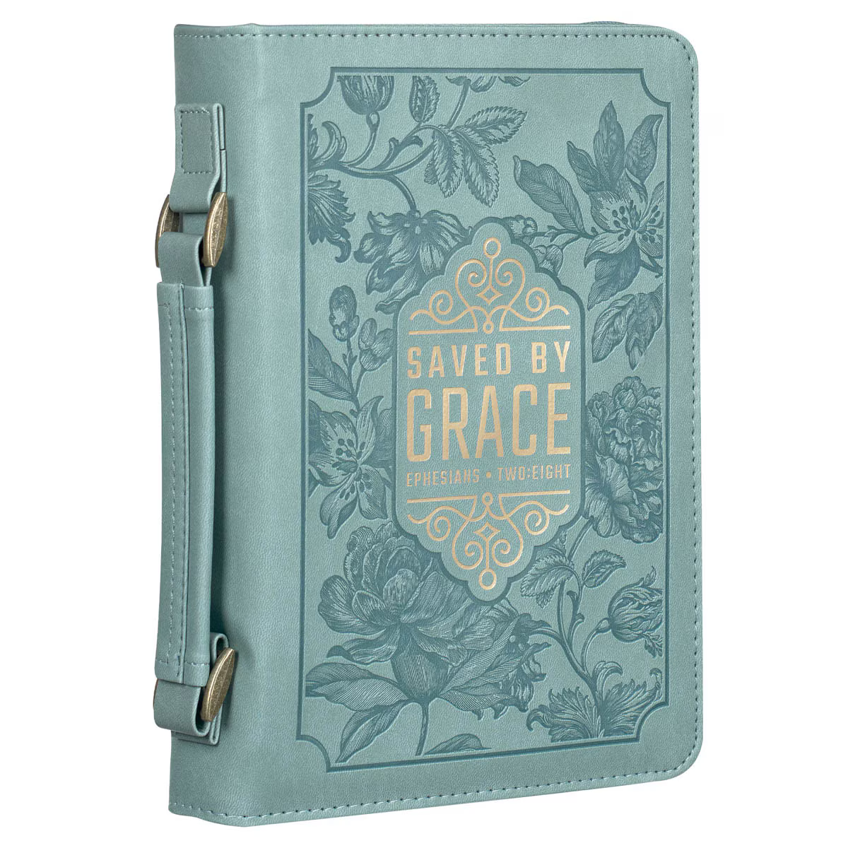 Bible Case-MD-Leather-Saved by Grace-Teal