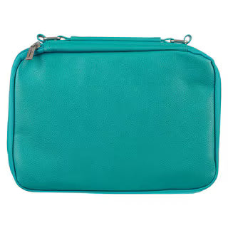 Bible Cover-LG-Two-fold-Turquoise w/Ichthus Badge