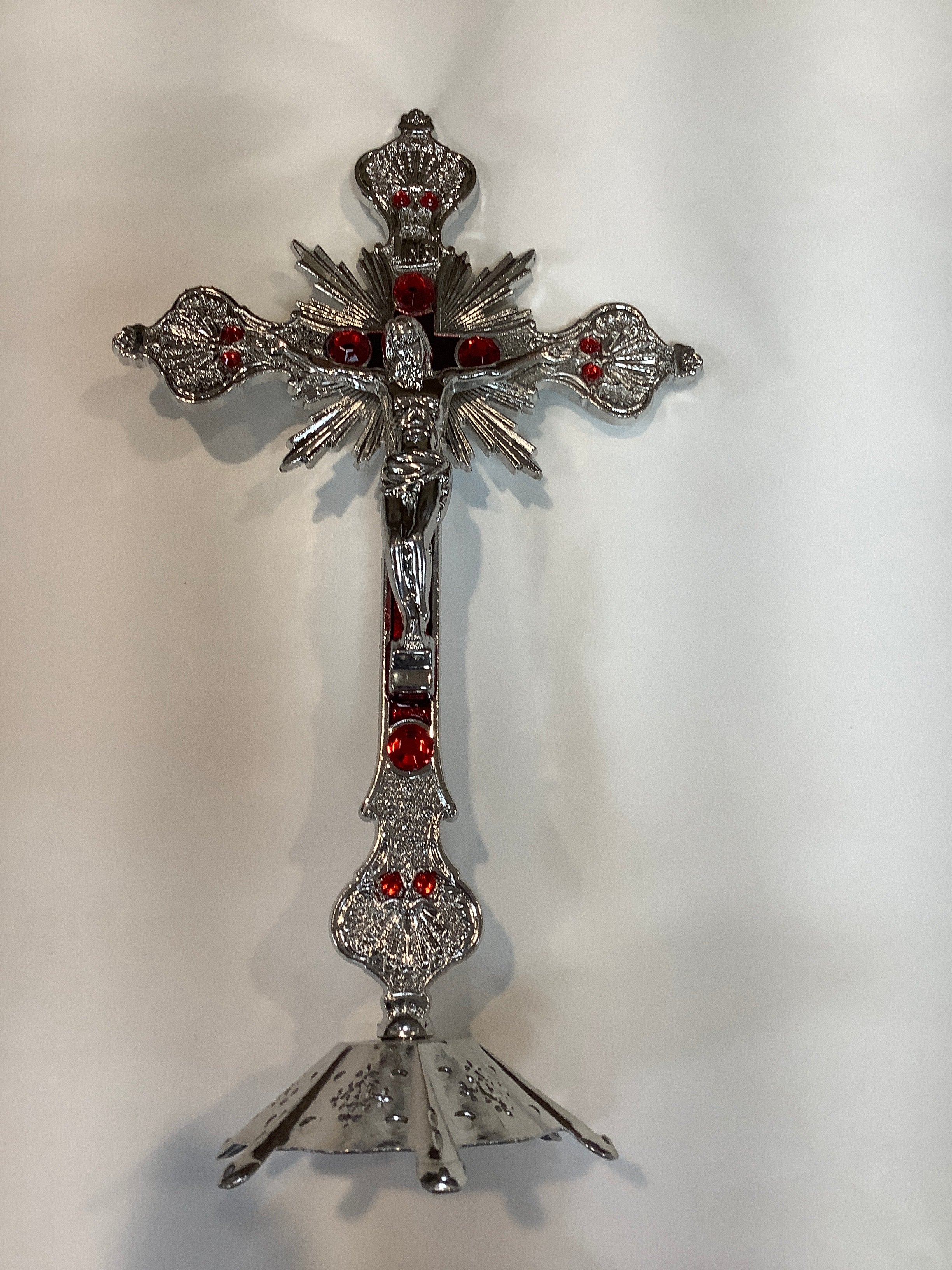Crucifix-Silver-9.5"-W/Stand