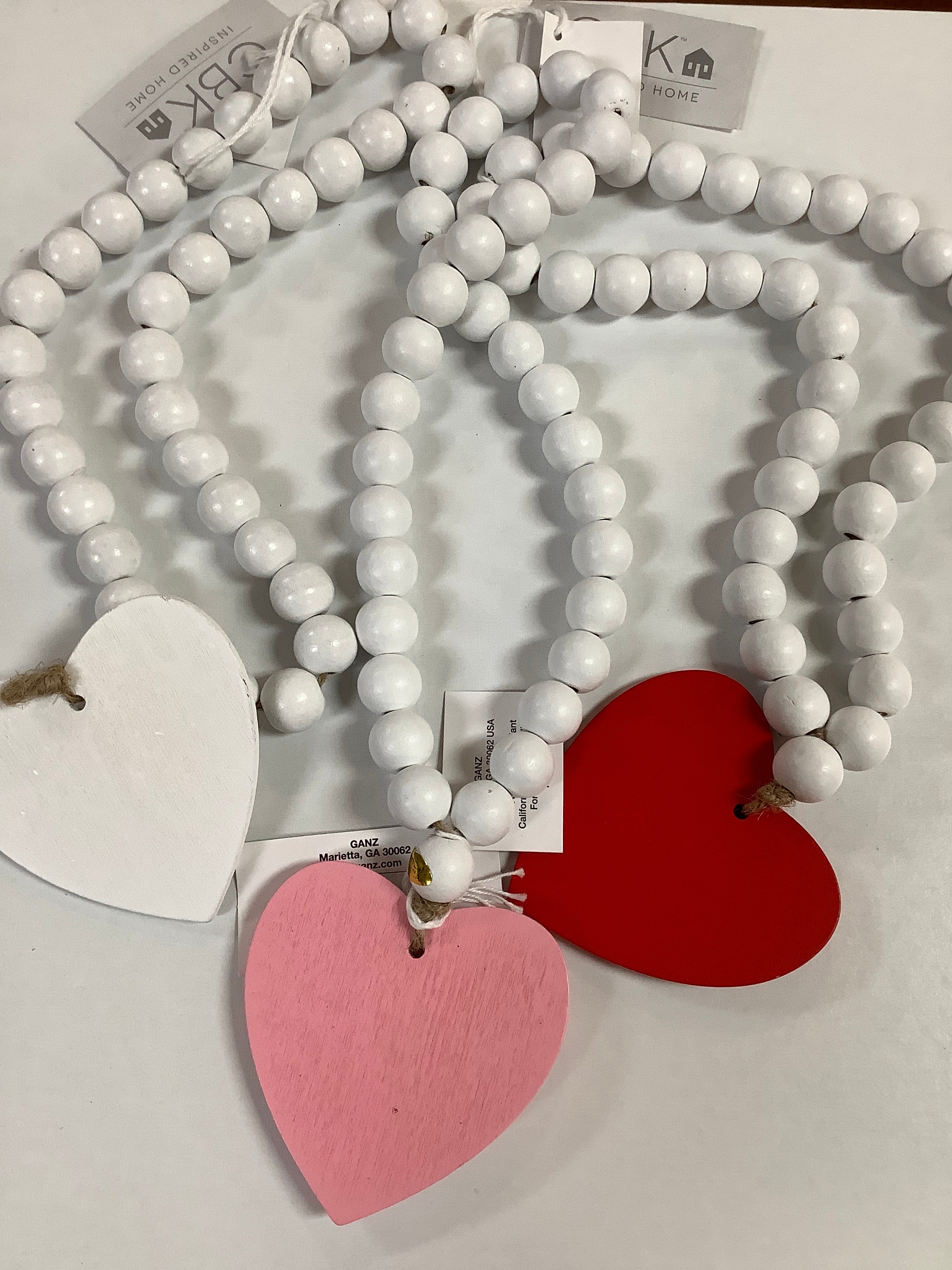 Heart/Beaded Strand/Asst/Wood