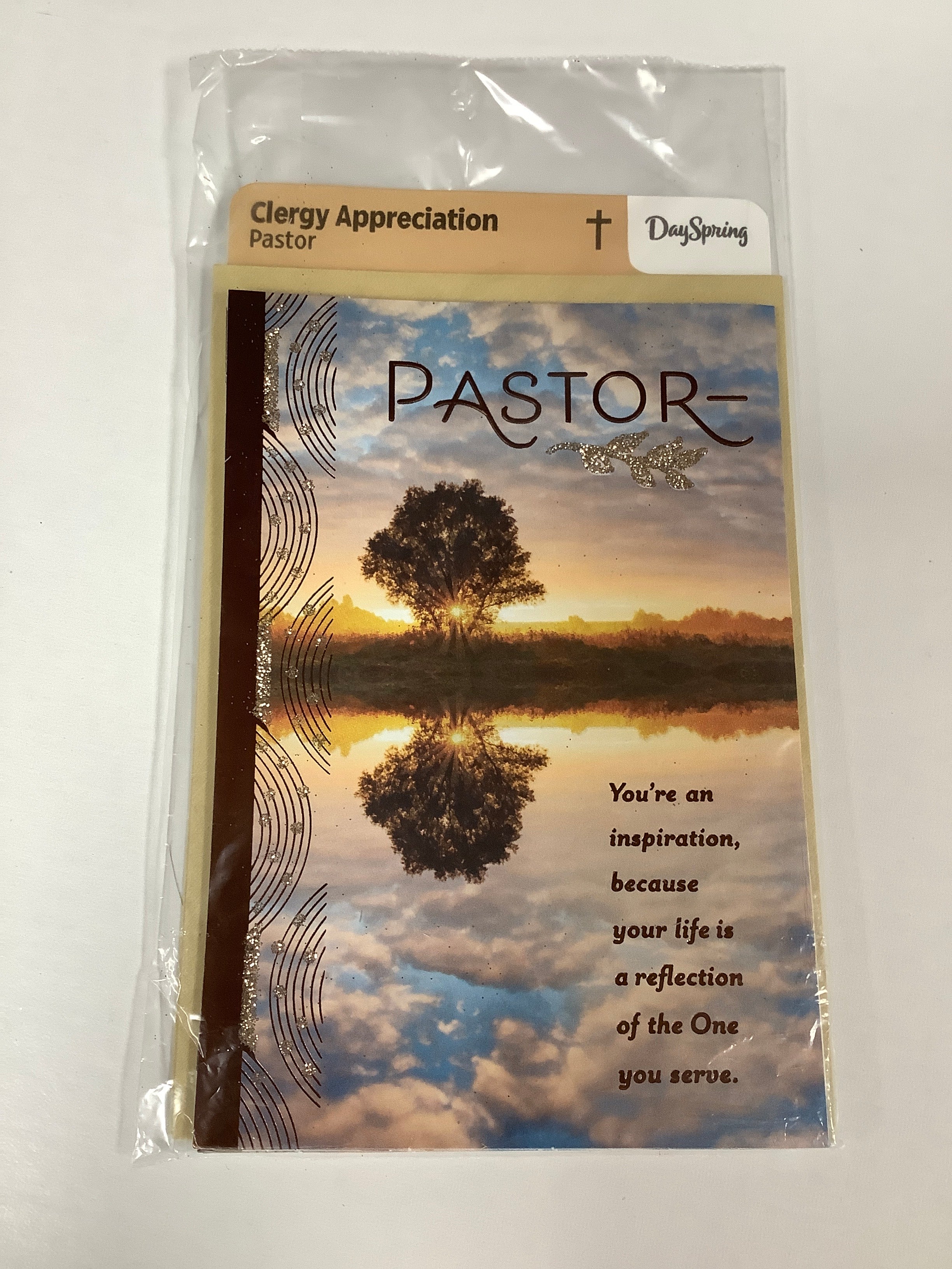 Card-Clergy Appreciation-Pastor-Tree Pond Reflection-J4456