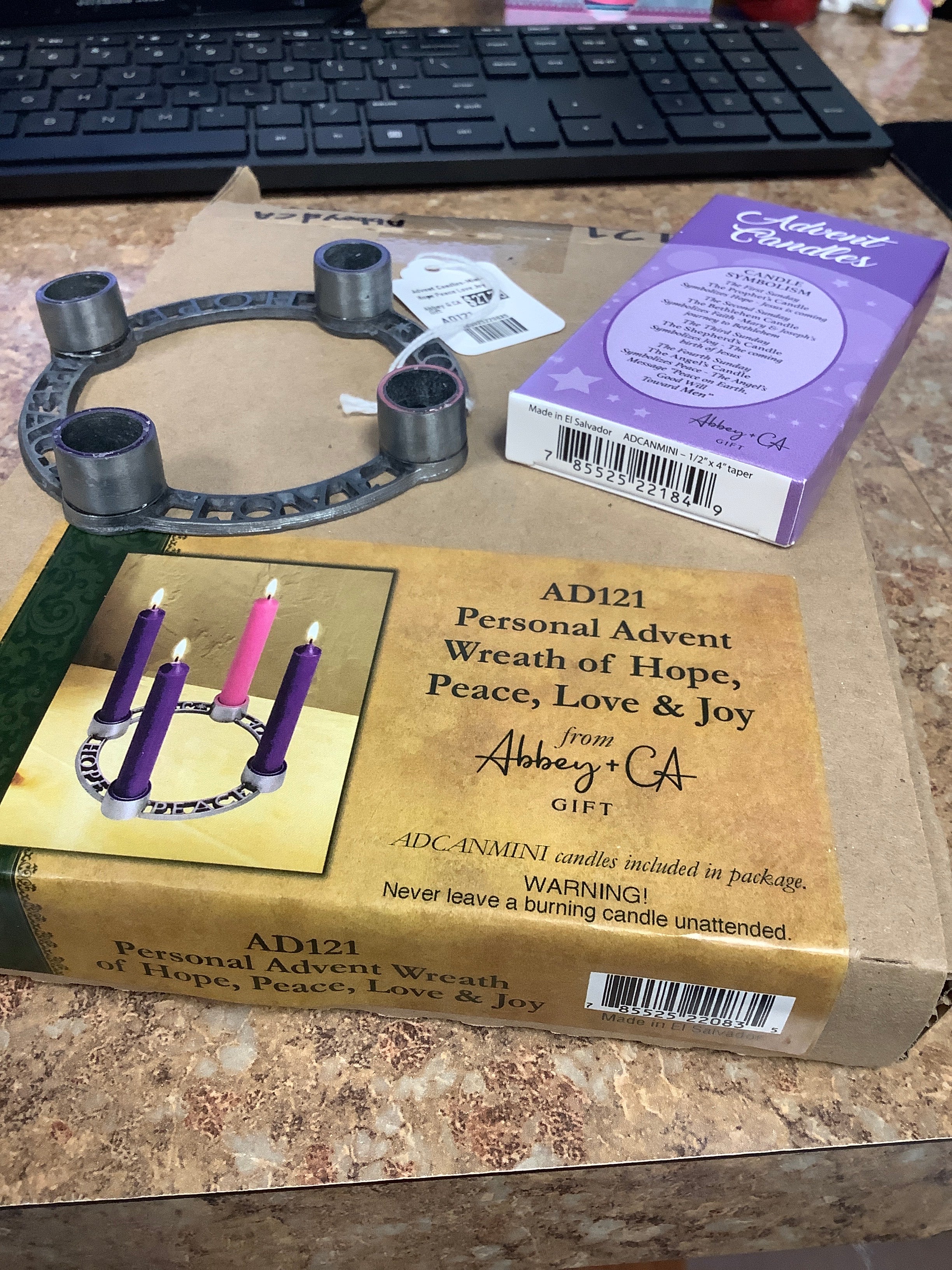 Advent Wreath & Candles-Mini-Hope Peace Love Joy