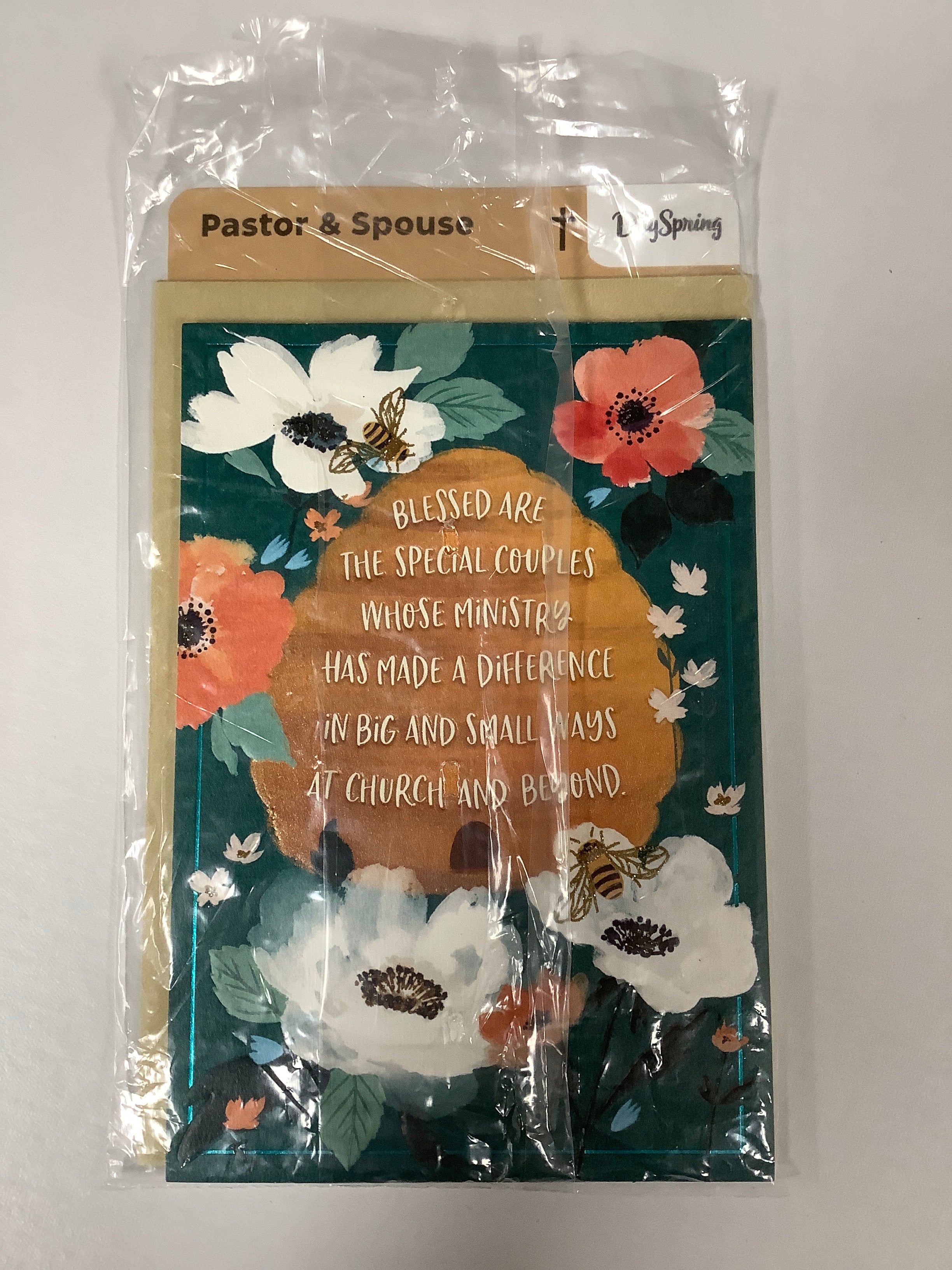 Card-Pastor & Spouse-Beehive Flowers-J9380