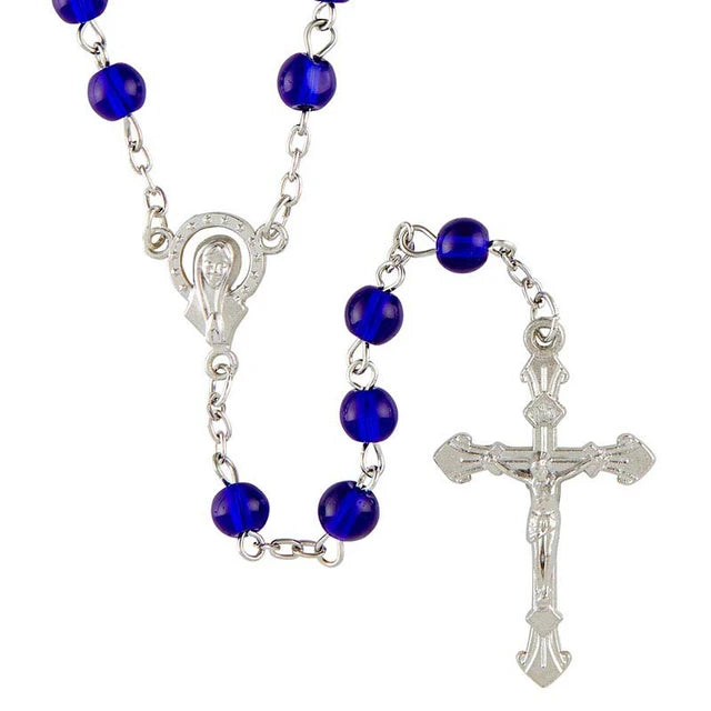 Rosary-Blue-Silver-Glass Bead