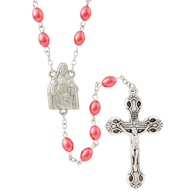Rosary-Sacred Heart-Red Oval Beads