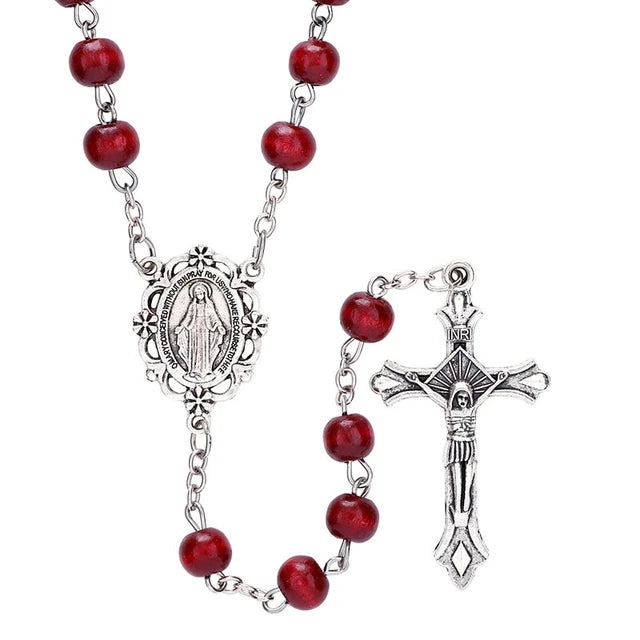 Rosary-Maroon-Wood Bead