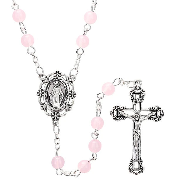 Rosary-Pink-Silver