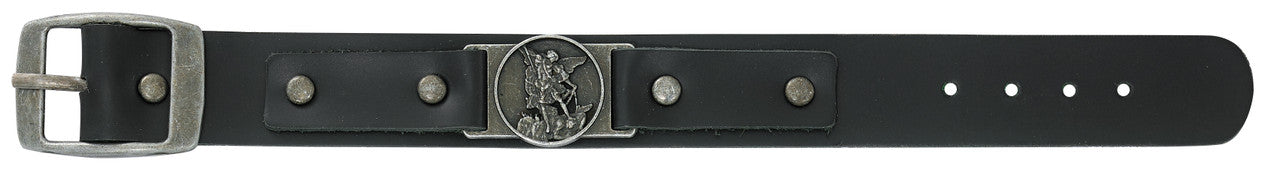 Bracelet/Leather/Black/St Michael/Buckle