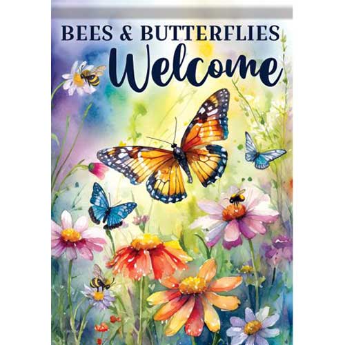 Garden Flag-Bee's & Butterflies-18"
