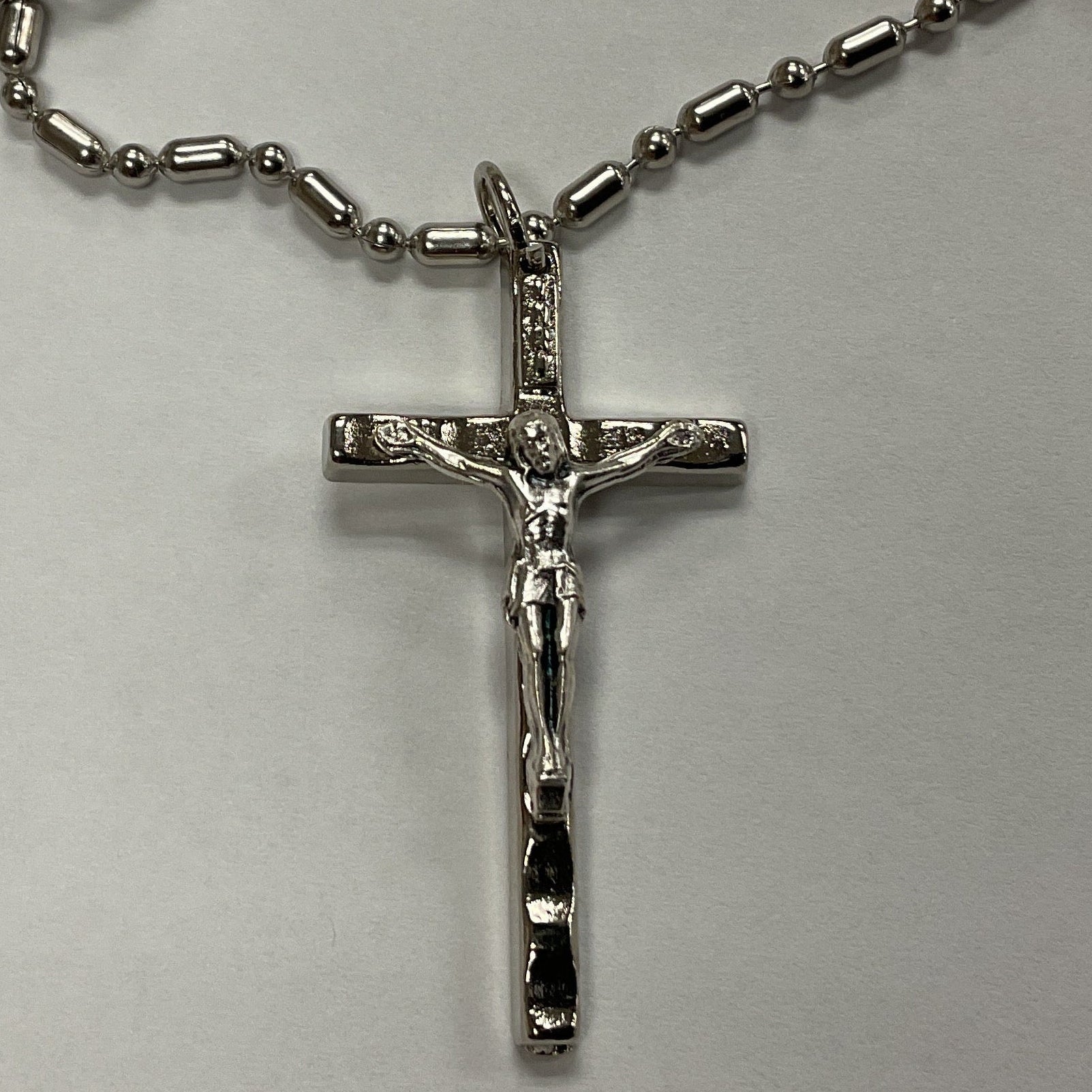 Necklace-Bar Bead & Crucifix Medal 16-203