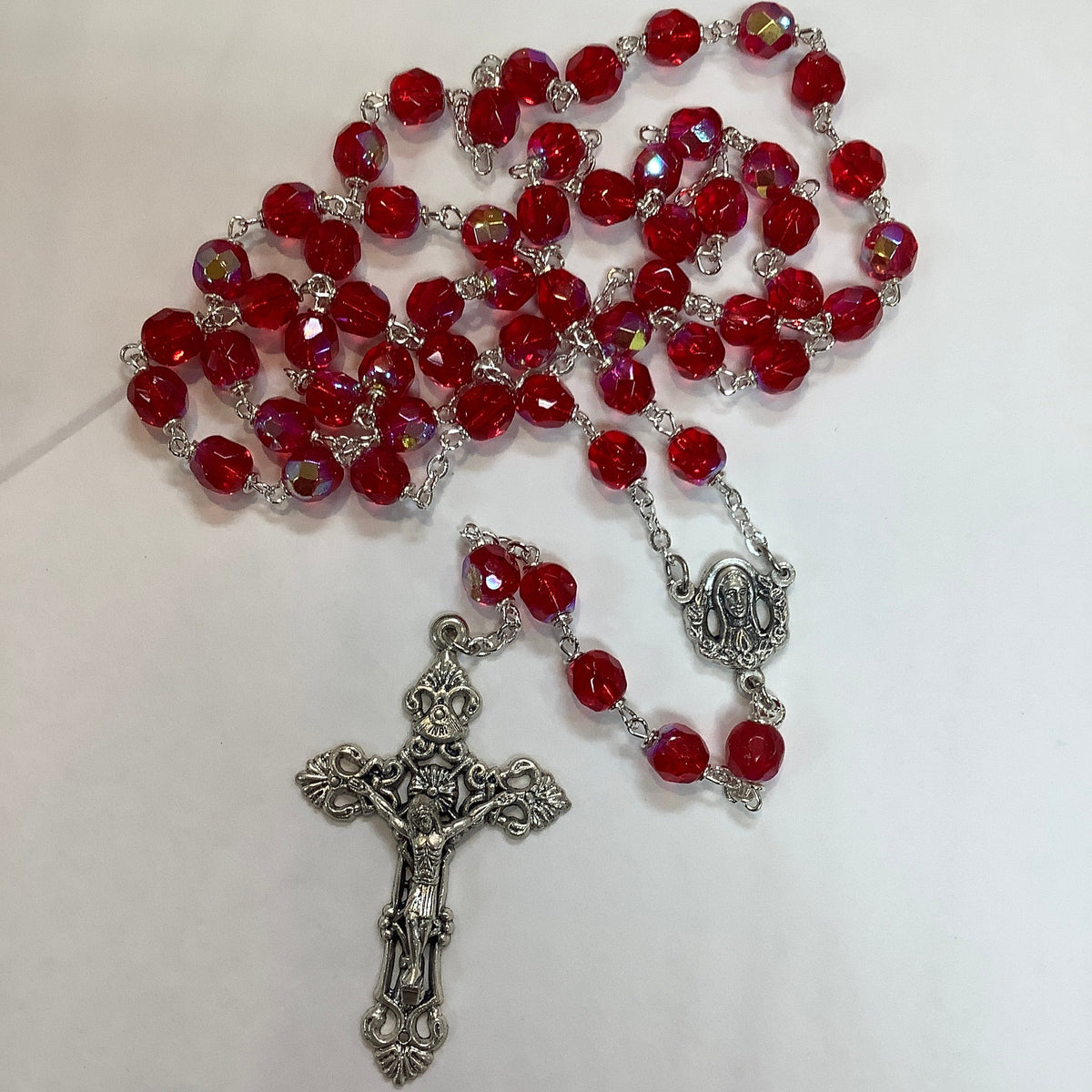 Rosary-Glass Bead-Ruby Red-7mm-23"