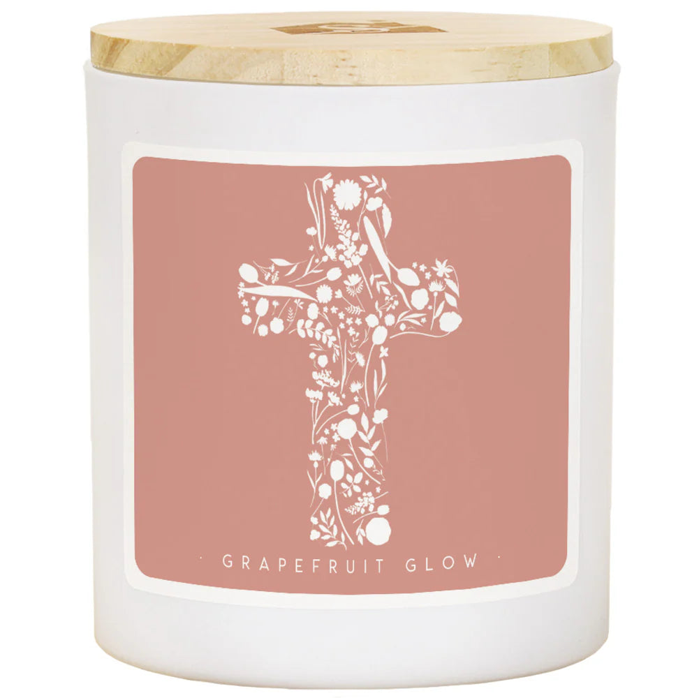 Candle-Grapefruit Glow-Floral Cross
