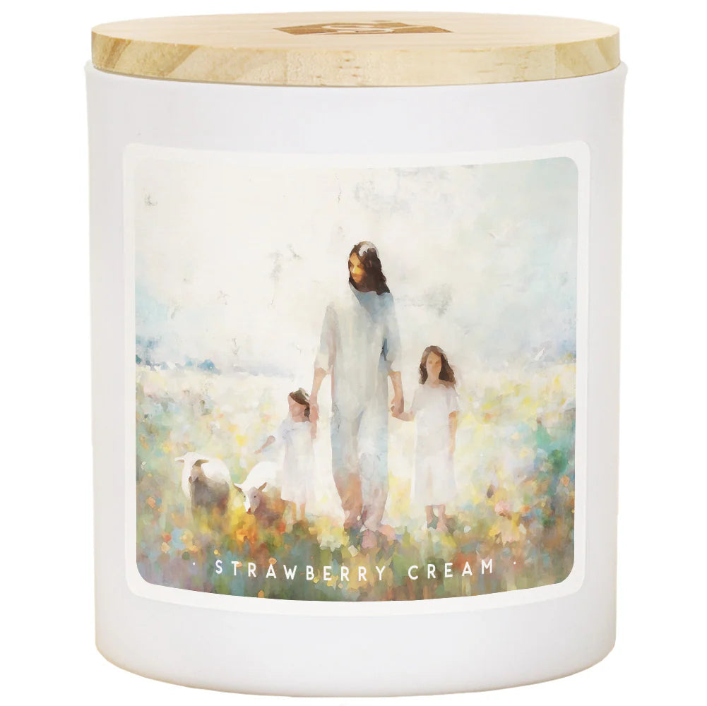 Candle-Strawberry Cream-Jesus Children Art