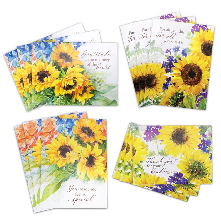 Card-Pkg of 12-Thank You-Sunflowers-CDSET24S
