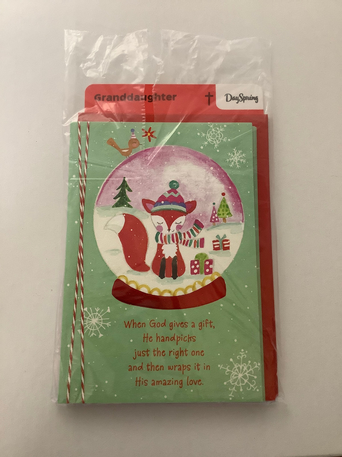 Card-Granddaughter-Christmas-Fox Snow Globe-5870959