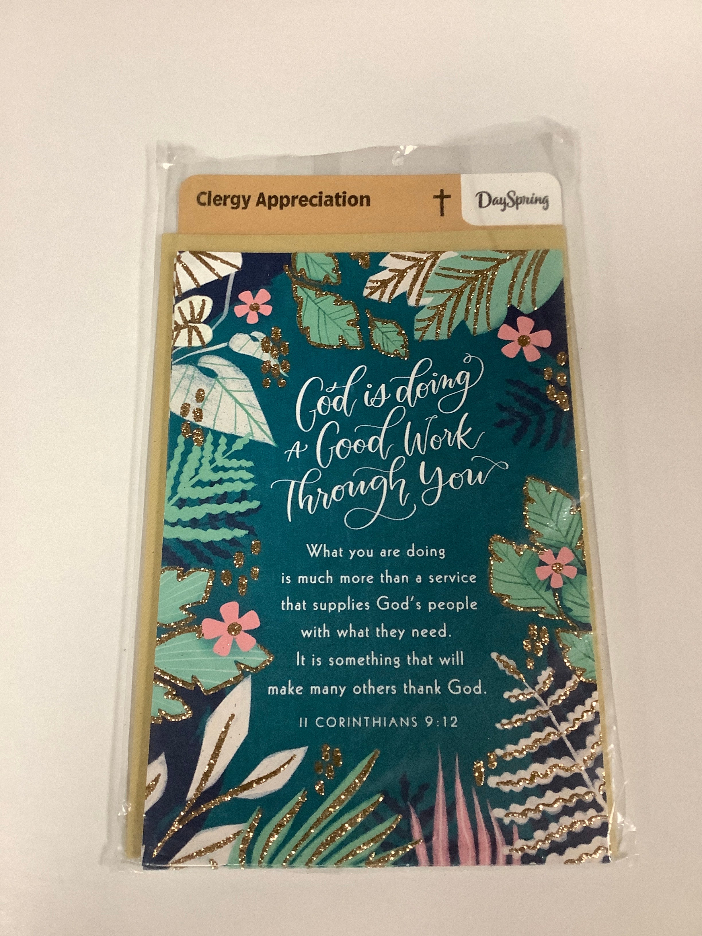 Card-Clergy Appreciation-Lettering & Leaf-J1018
