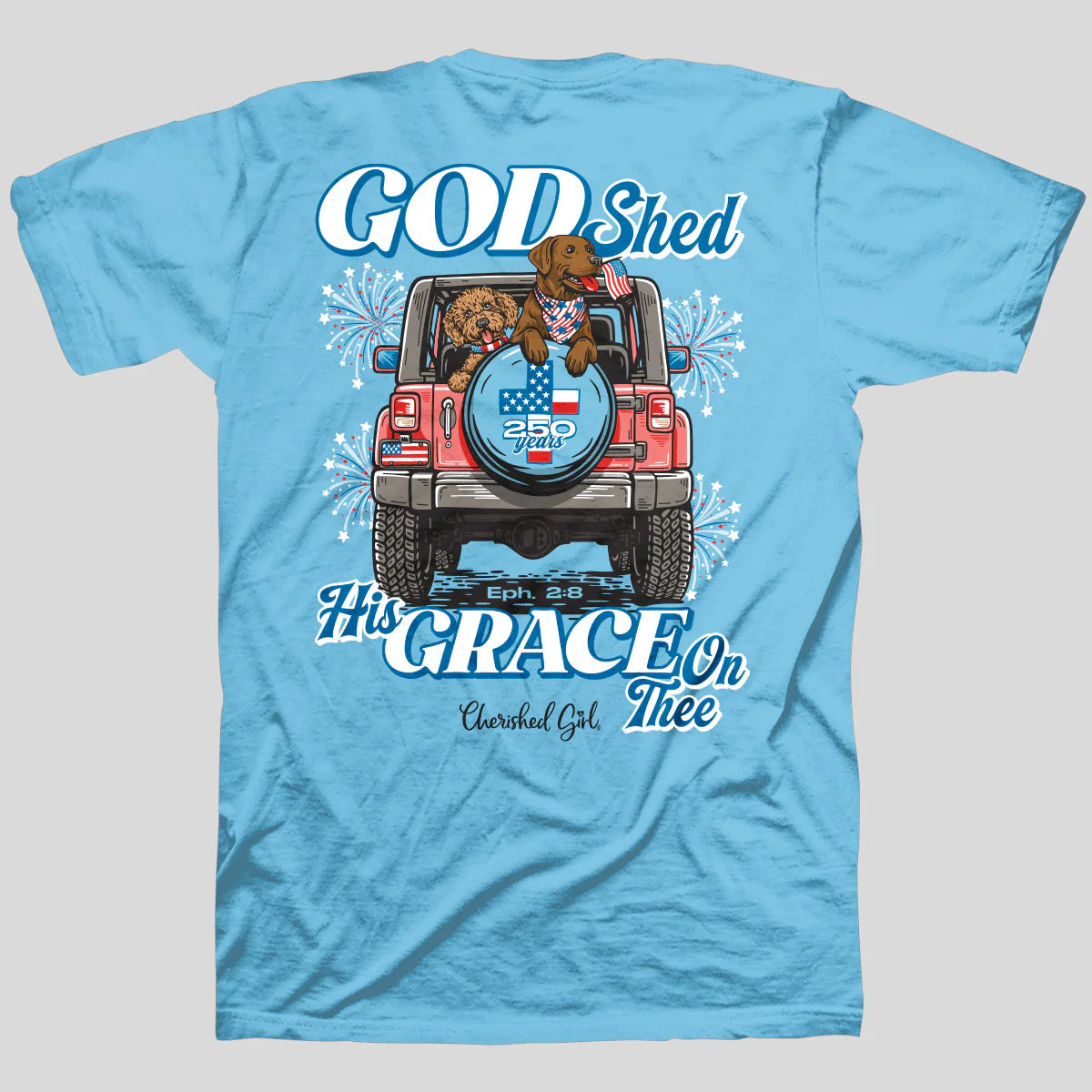 TShirt-Sky Blue-God Shed His Grace