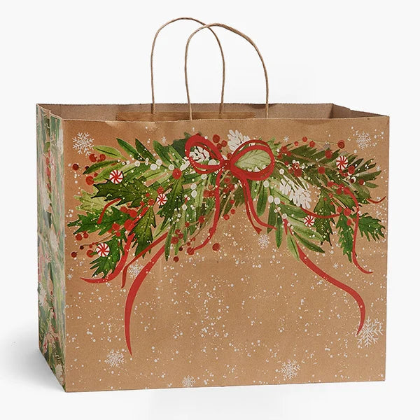 Gift Bag-Christmas-Greenery-Paper