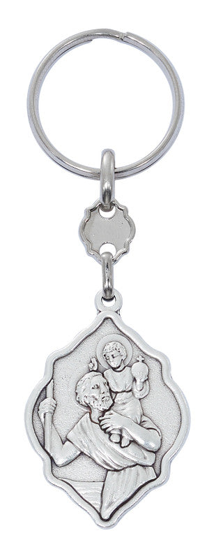 Keychain-St Christopher-Silver Ox