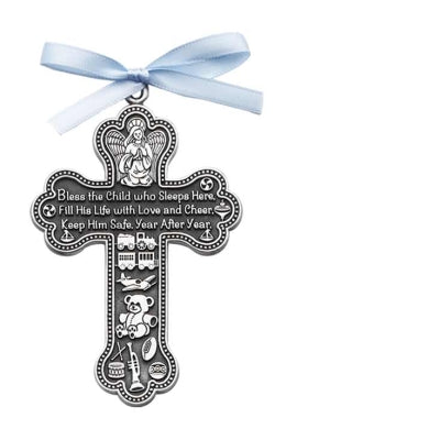 Crib Medal/Cross/Boy/Pewter