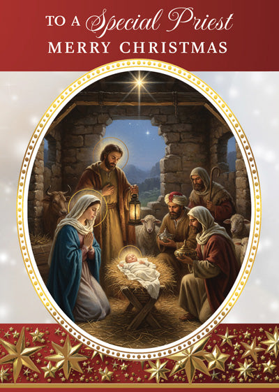 Card-Luk 2:7-Priest Christmas-86205
