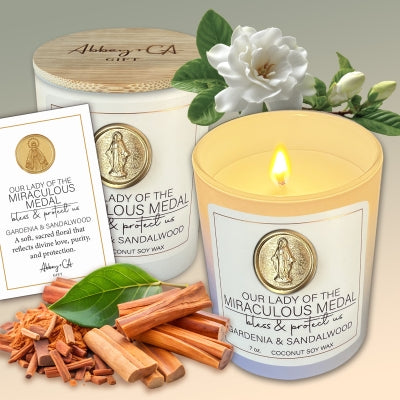 Candle-Scentspirations-Religious-OLOT Miraculous Medal-Gardenia &Sandalwood