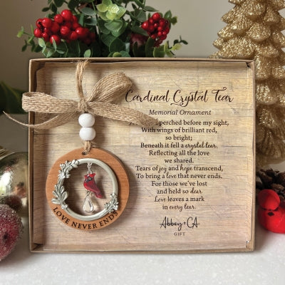 Ornament-Cardinal Crystal Tear-Ceder