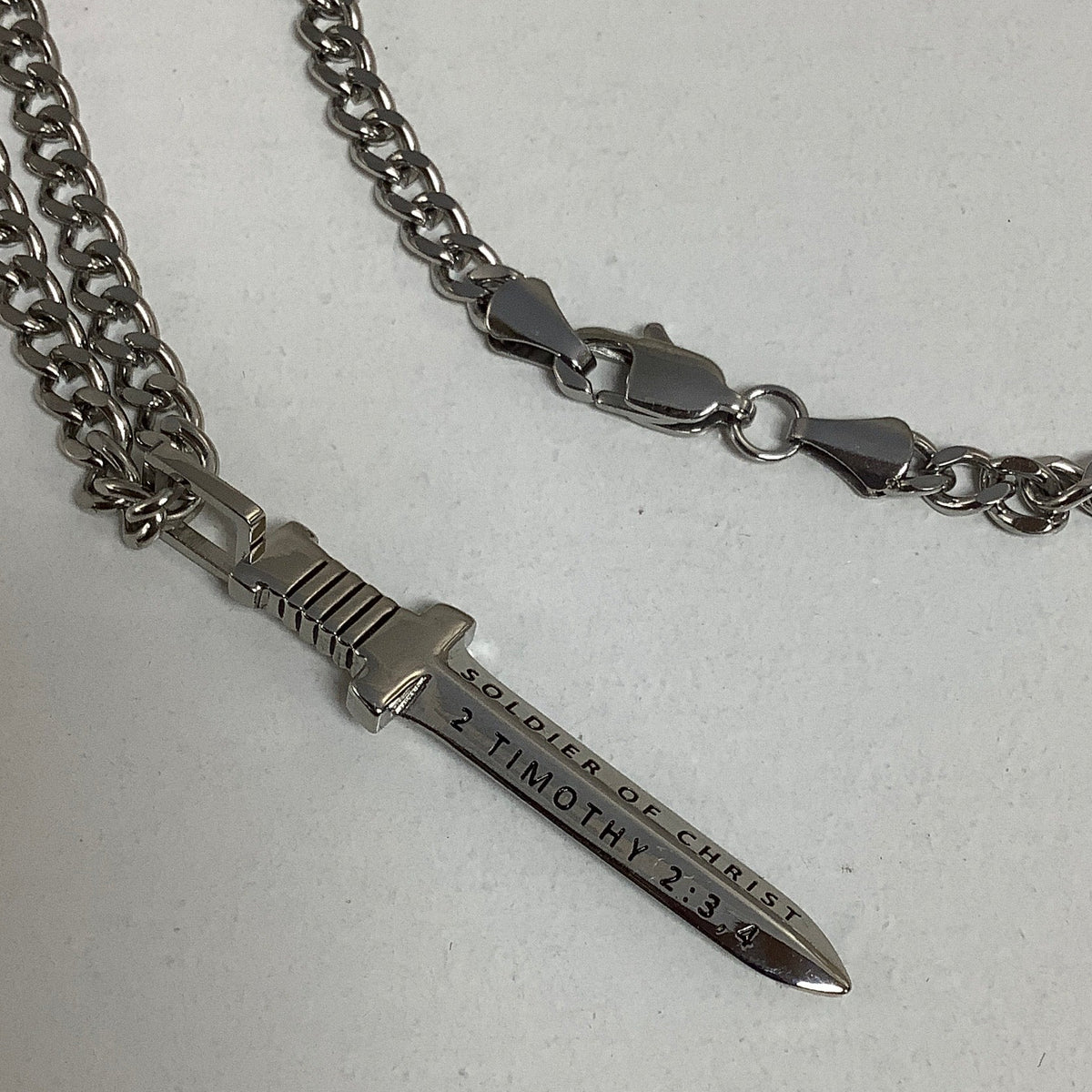 Necklace-2Ti 2:3-4-Makaira Sword-Soldier of Christ-24"