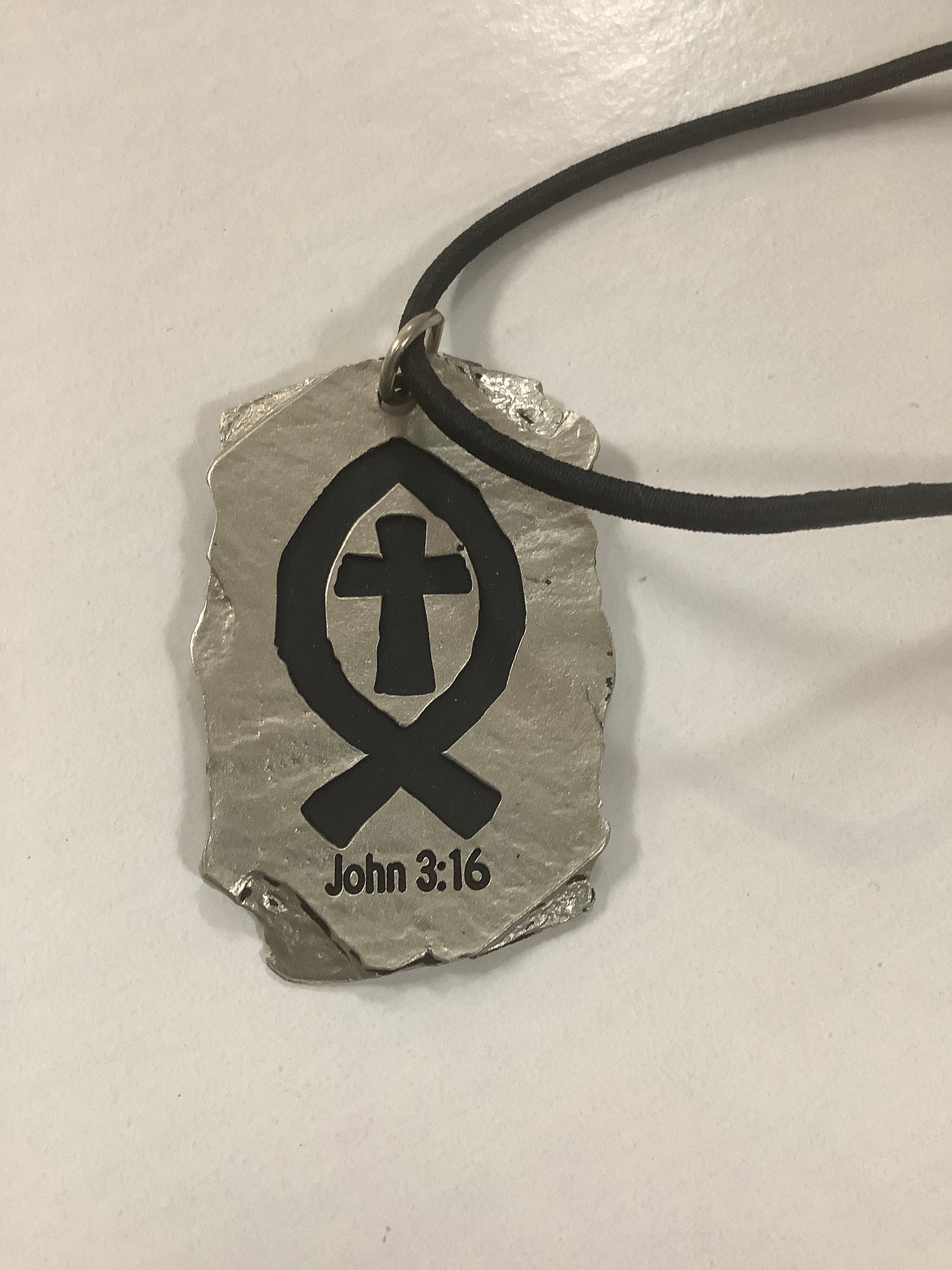 Car Charm-Fish-John 3:16-Slate