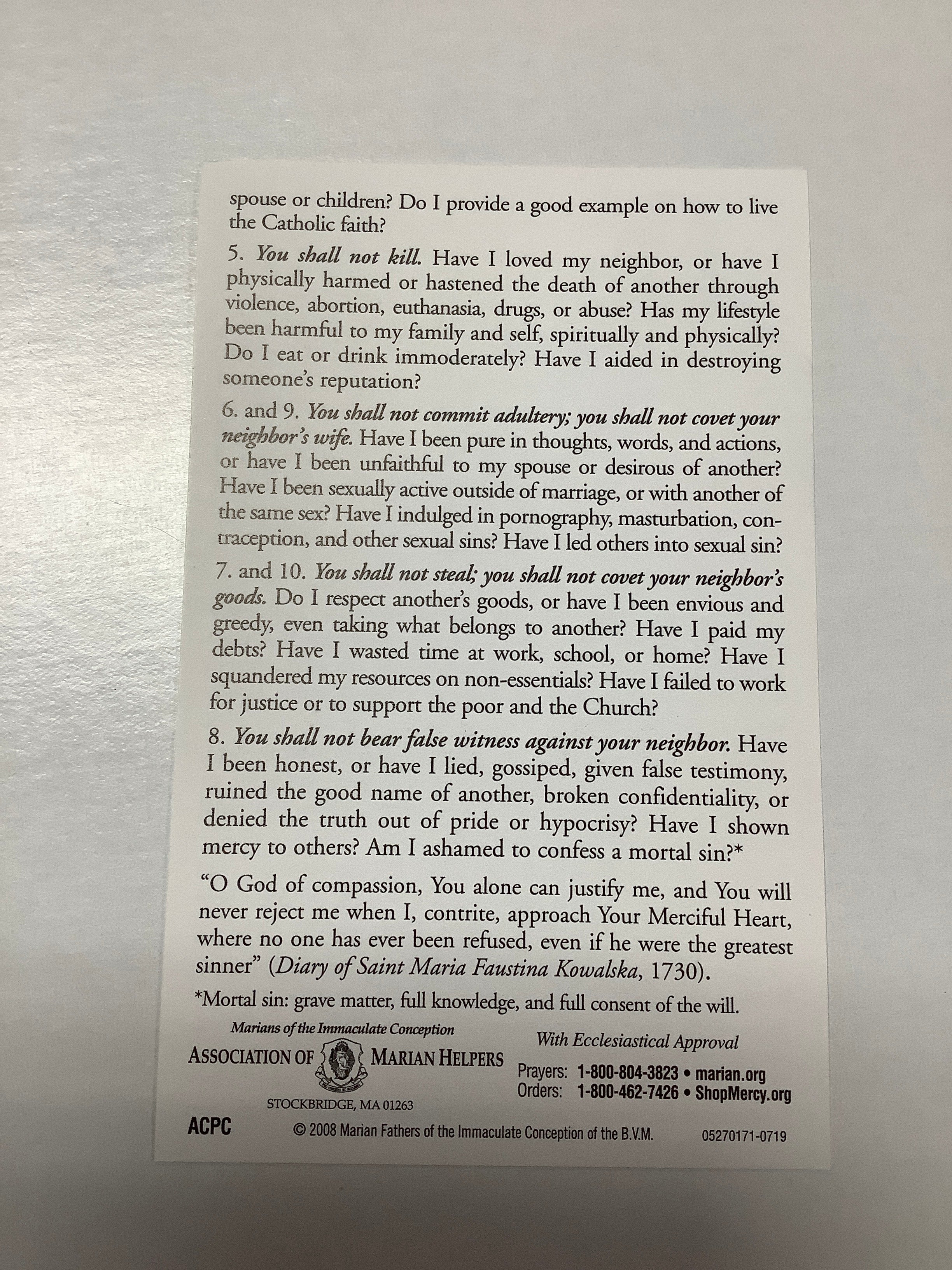 Leaflet-Act of Contrition