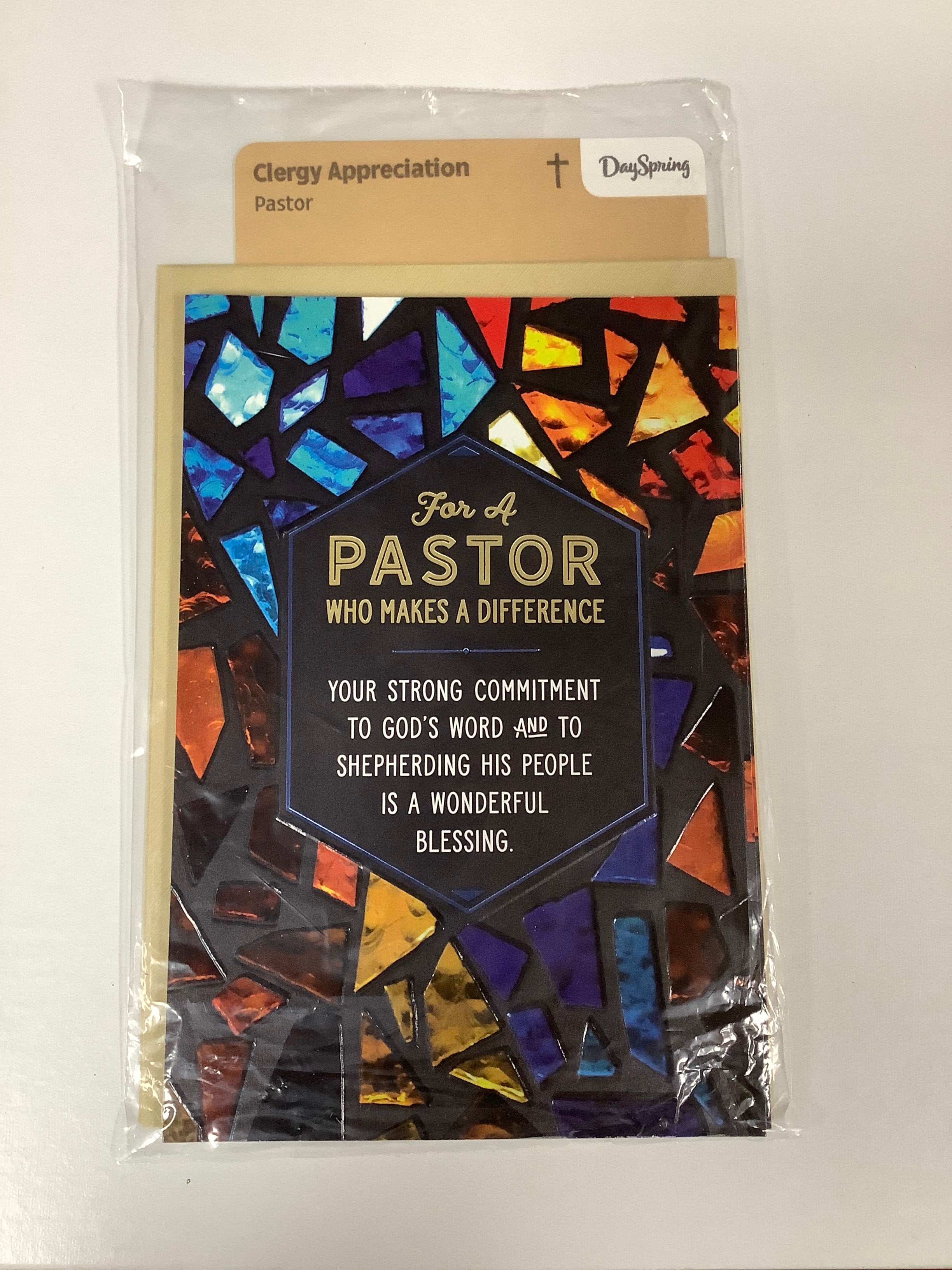 Card-Clergy Appreciation-Pastor-Stained Glass Window-J4454