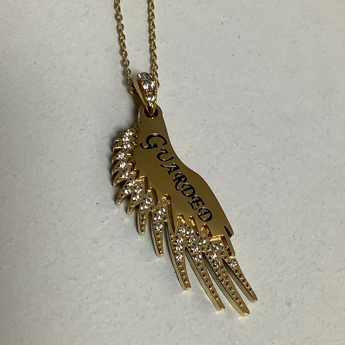 Necklace-Psalm 91:11-Gabriel's Wing-Gold-Guarded-18"