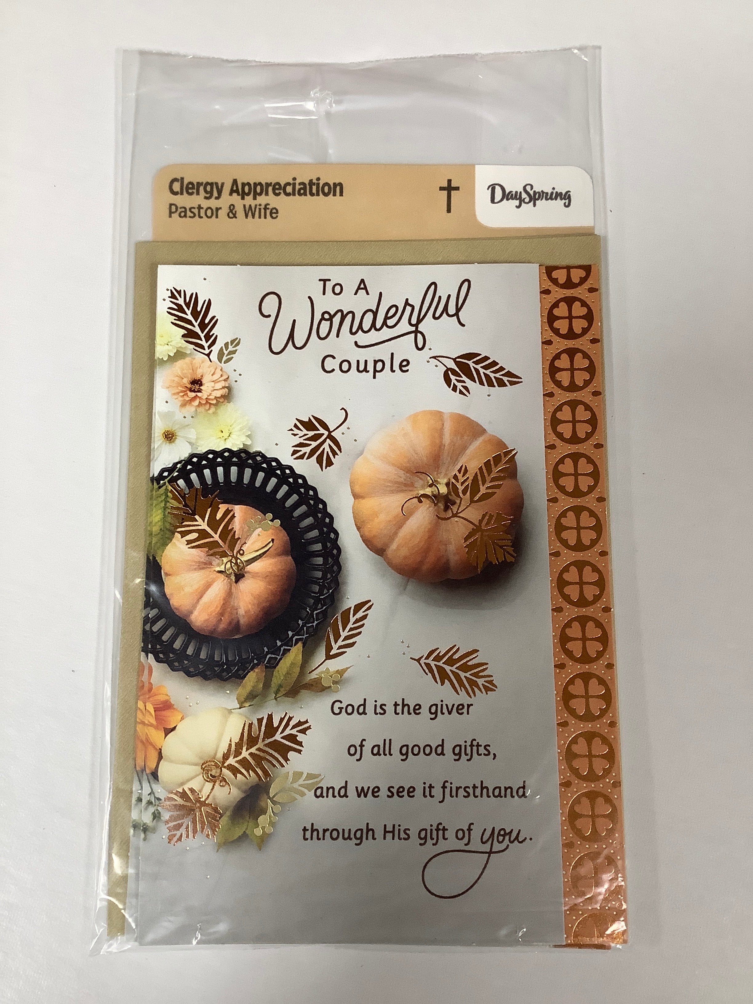 Card-Clergy Appreciation-Pastor & Wife-Pumpkin Leaf-U4466