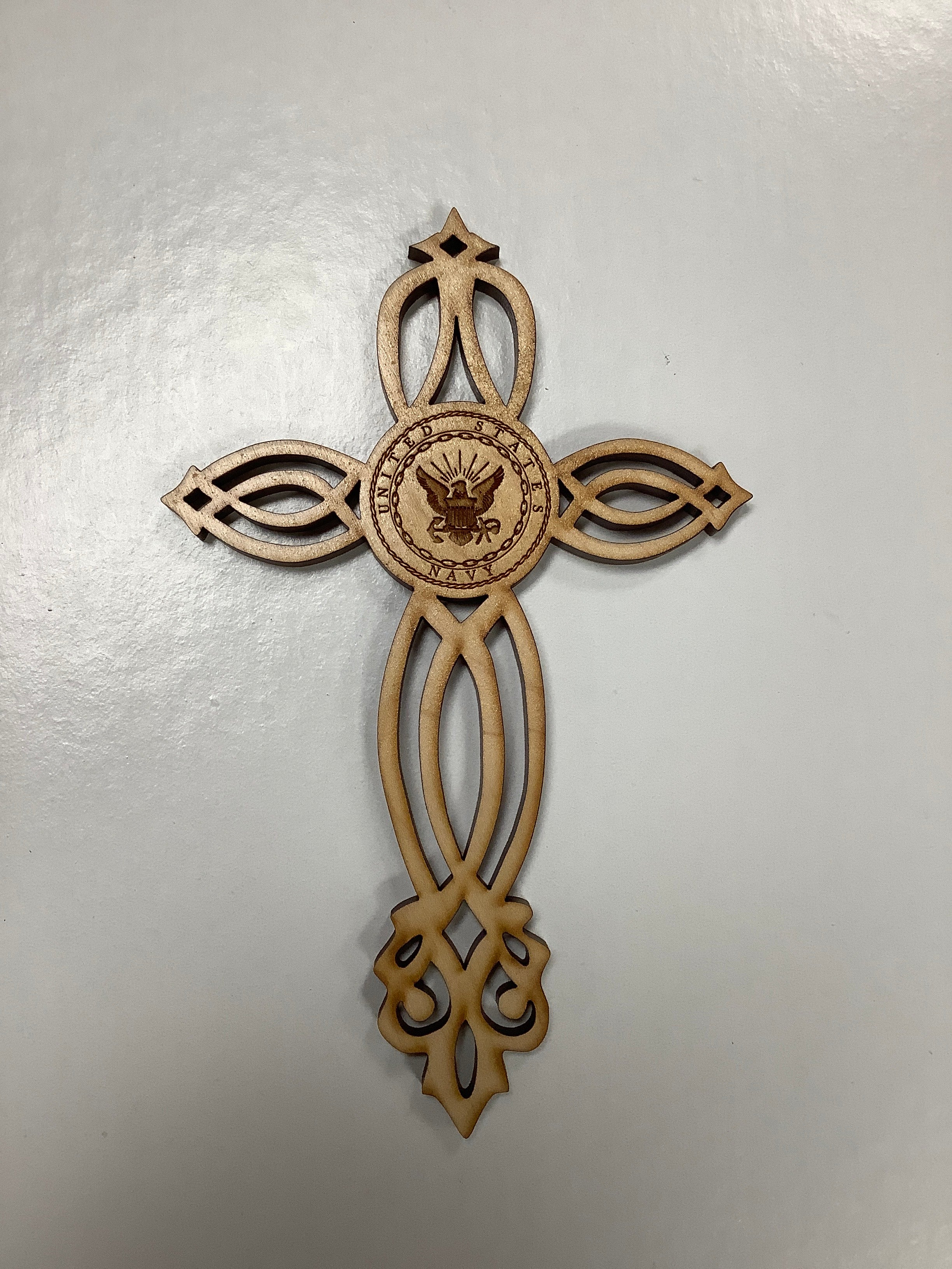 Wooden Cross-Navy-7"