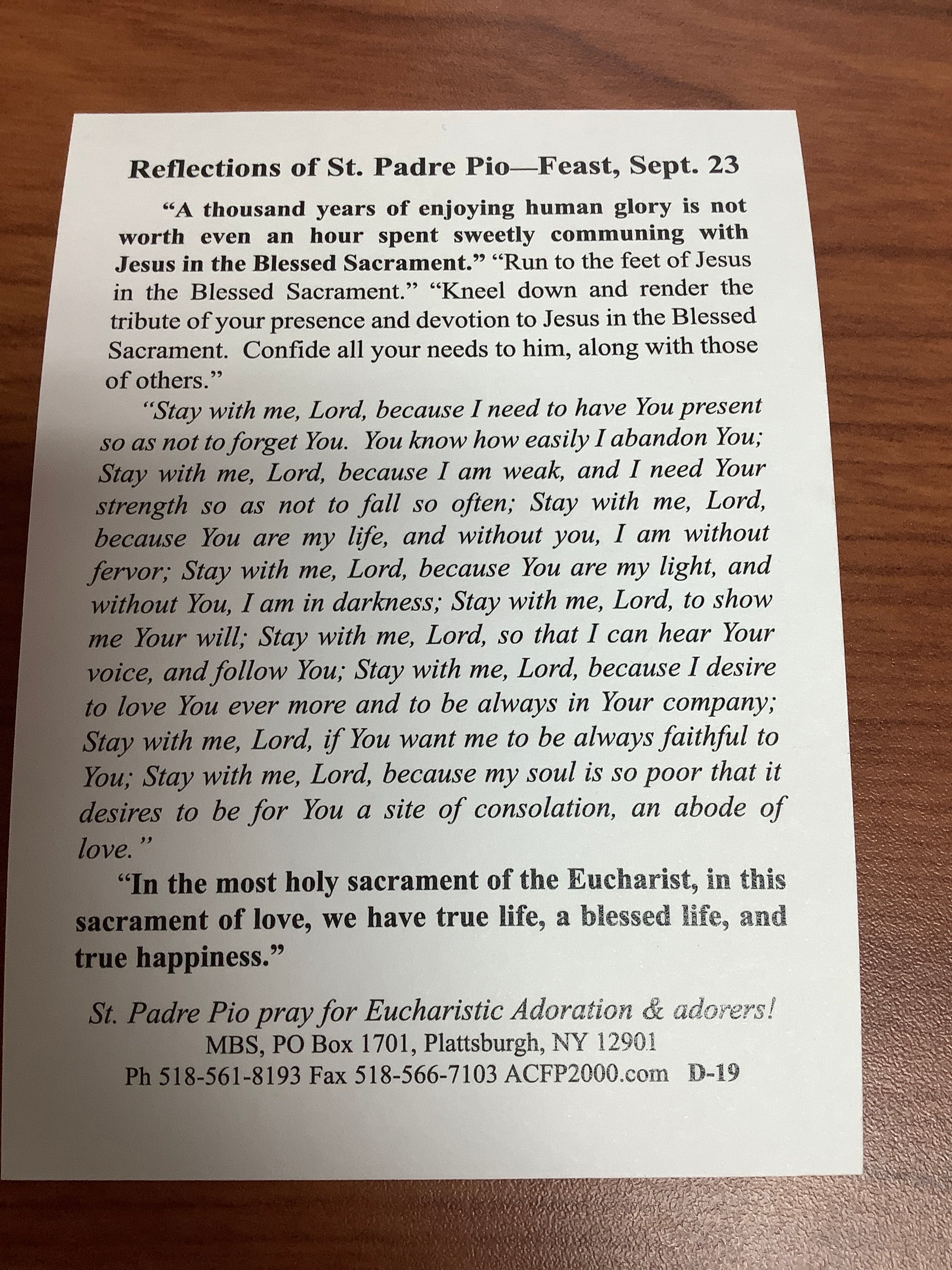 Card-Reflections of St. Padre Pio-D-19