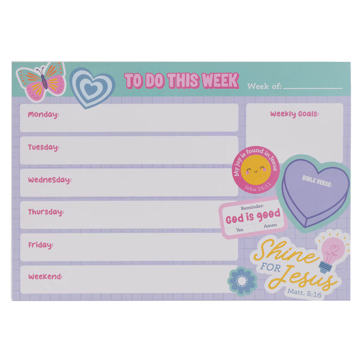 Planner Pad-Shine For Jesus-Undated-For Girls